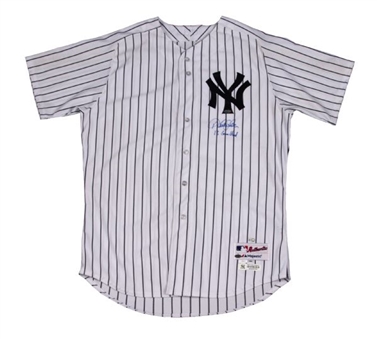 2013 Derek Jeter Game Used and Signed and Inscribed Jersey (MLB Authenticated, Yankees LOA)